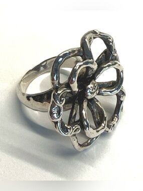 Silpada 925 Sterling Silver Chunky Open Floral Statement Ring Size 8